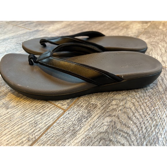 Clarks Cloudsteppers Sandals size‎ 9 Brio Sol Flip Flops Thongs Black Shoes - Picture 1 of 10